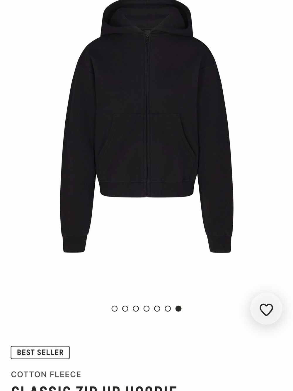 SKIMS Classic Zip Up Hoodie in Black